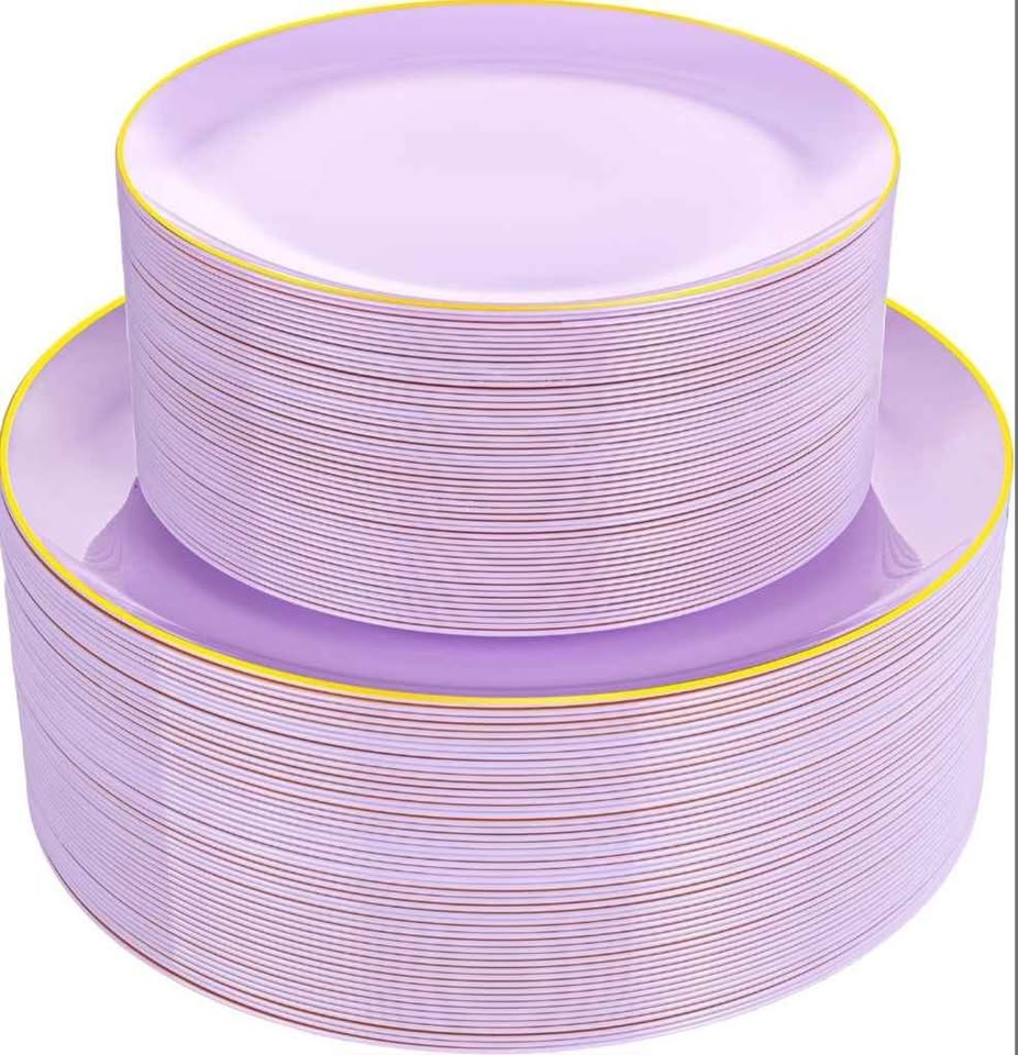 PULOTE 100PCS Purple Plastic Plates Disposable -*
