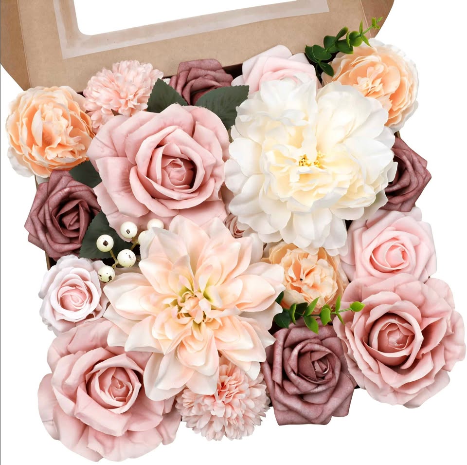 AmyHomie Blush Champagne Artificial Flowers Combo **