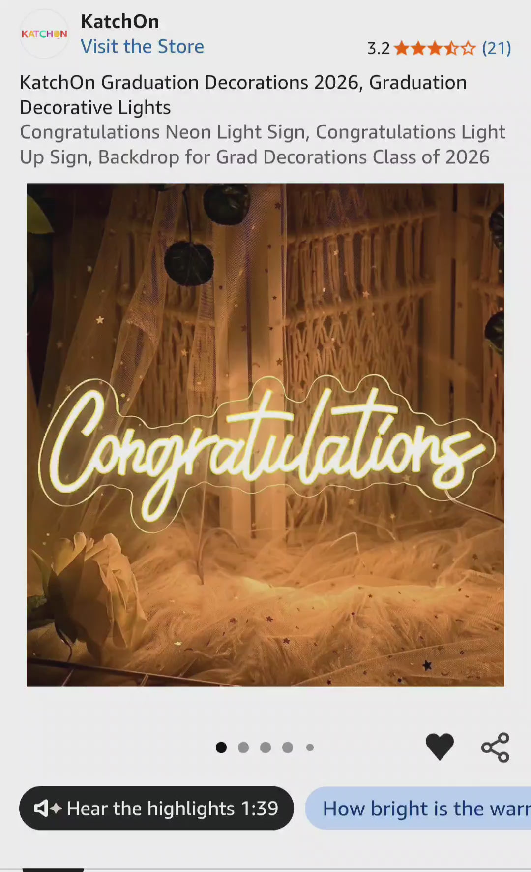Graduation Decorations  | Congratulations Neon Light Sign | Congratulations Light Up Sign | Graduation Decorative Lights | Backdrop for Grad Decorations  Katch On