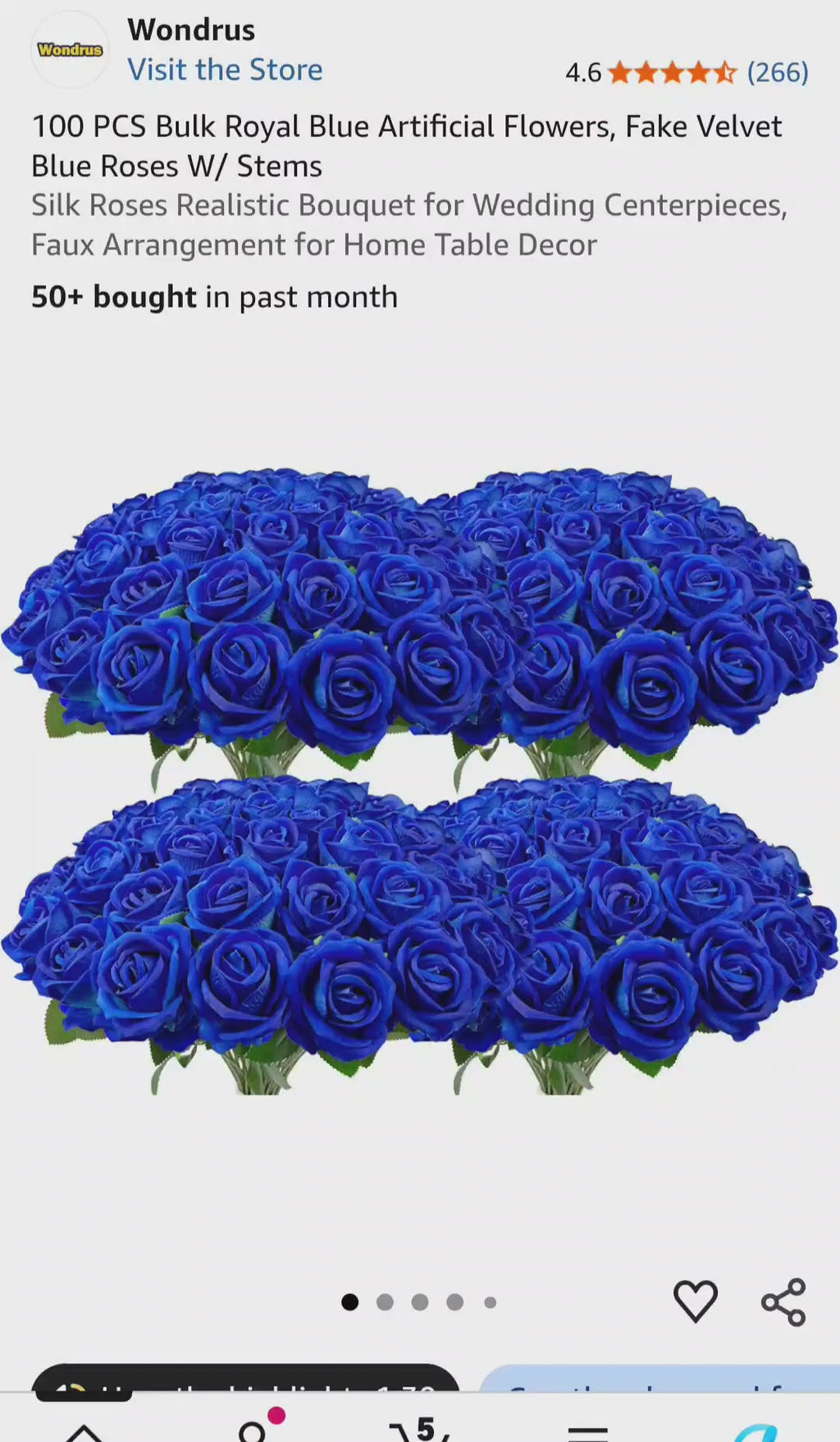 100 PCS Bulk Royal Blue Artificial Flowers