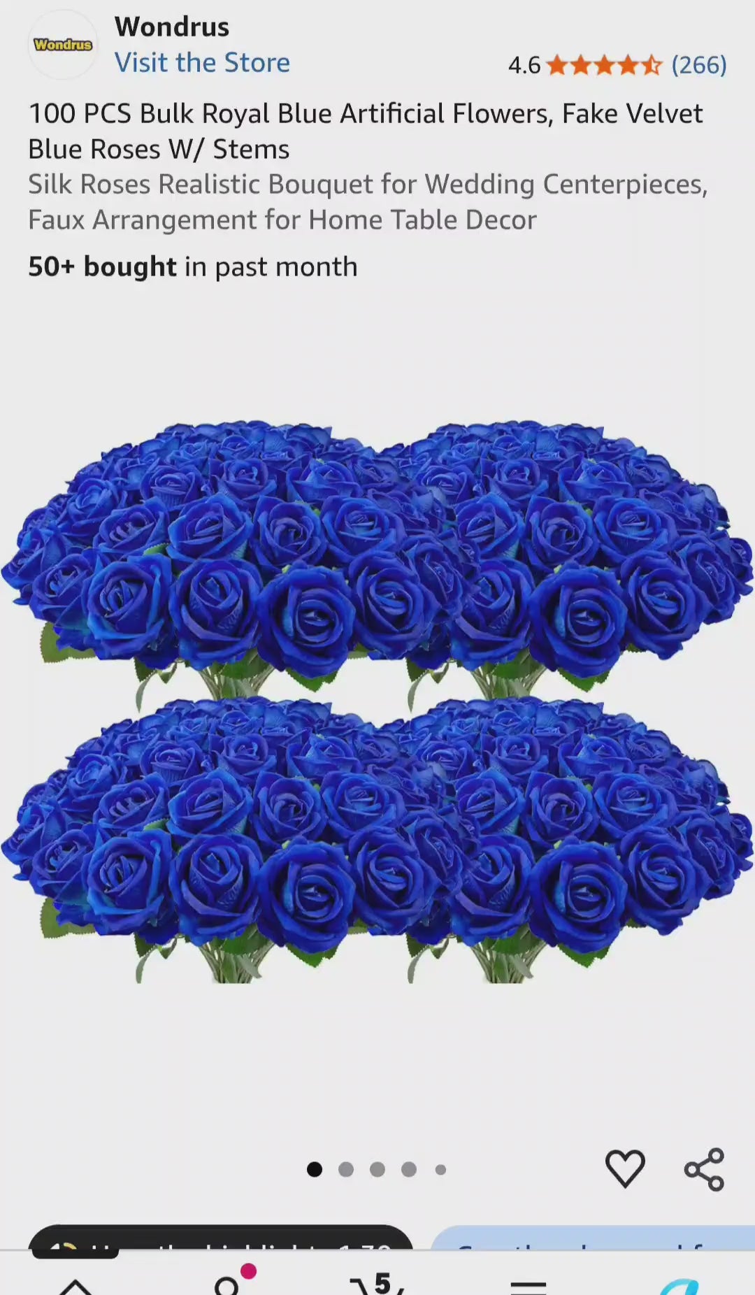100 PCS Bulk Royal Blue Artificial Flowers