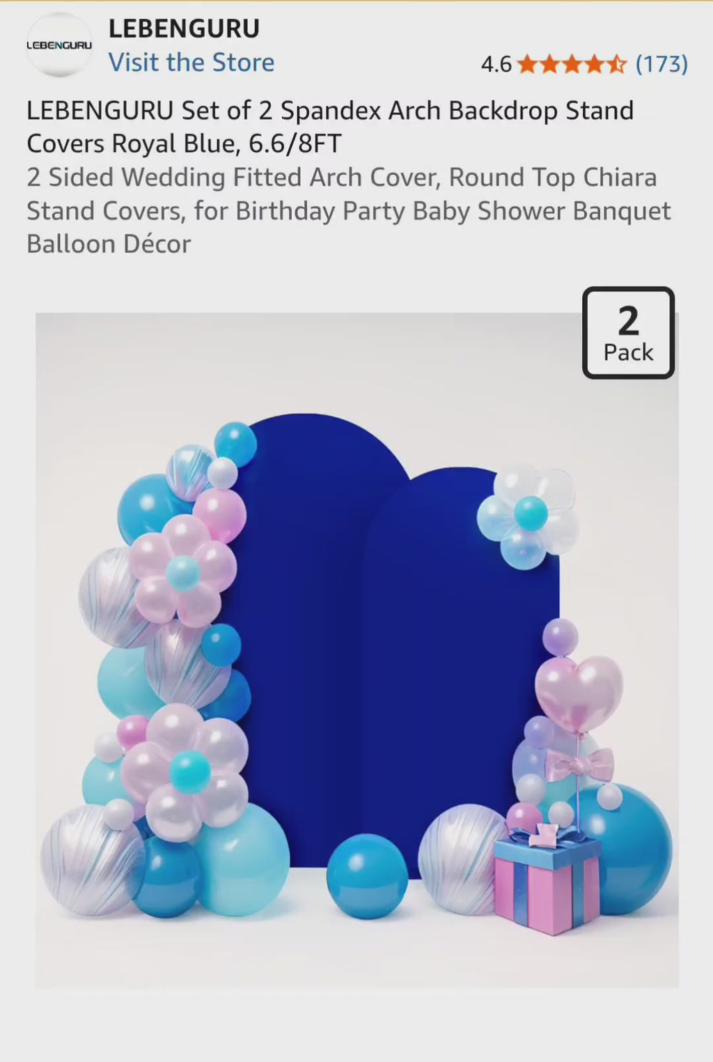 LEBENGURU Spandex Arch Backdrop Covers (Royal Blue, 6.6/8FT)