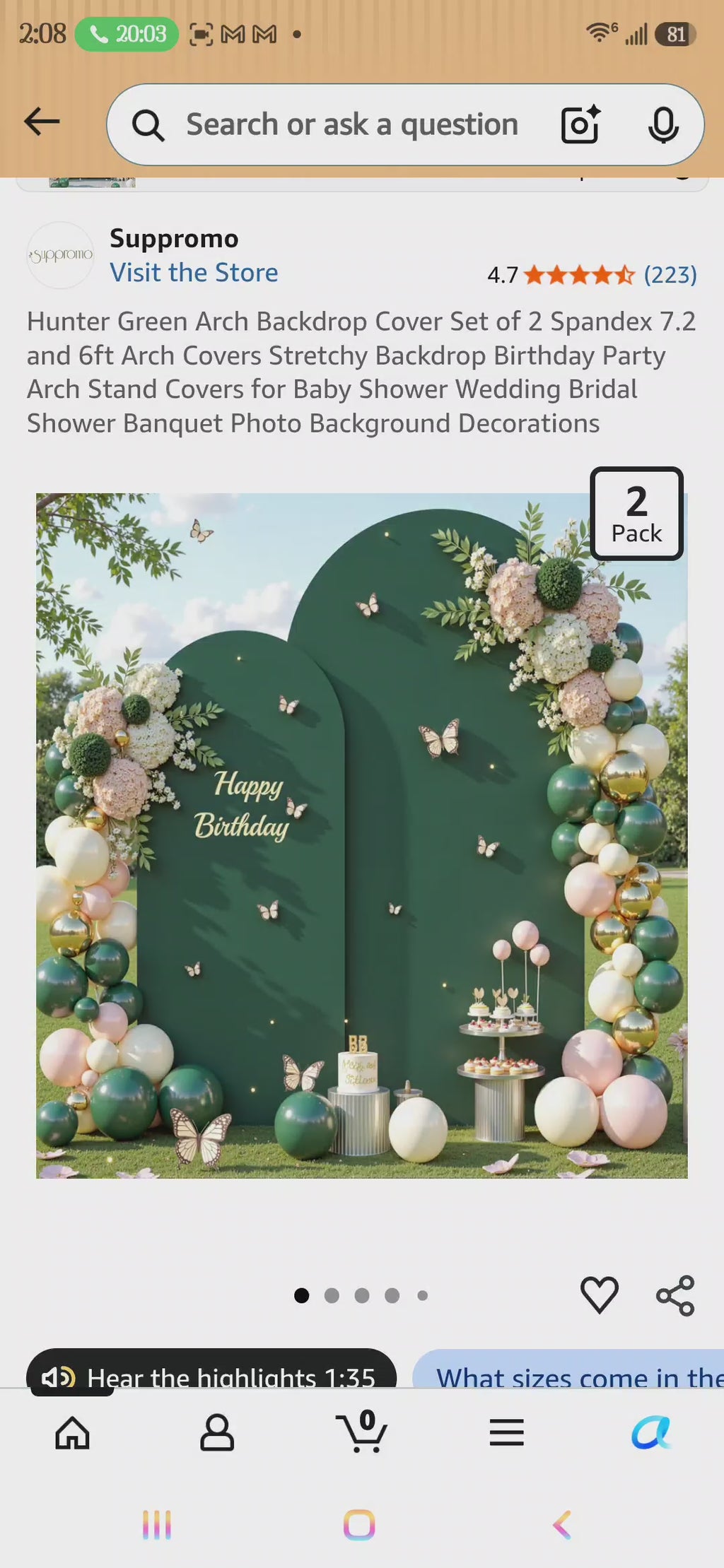 Suppromo Hunter Green Arch Backdrop Covers - Set of 2