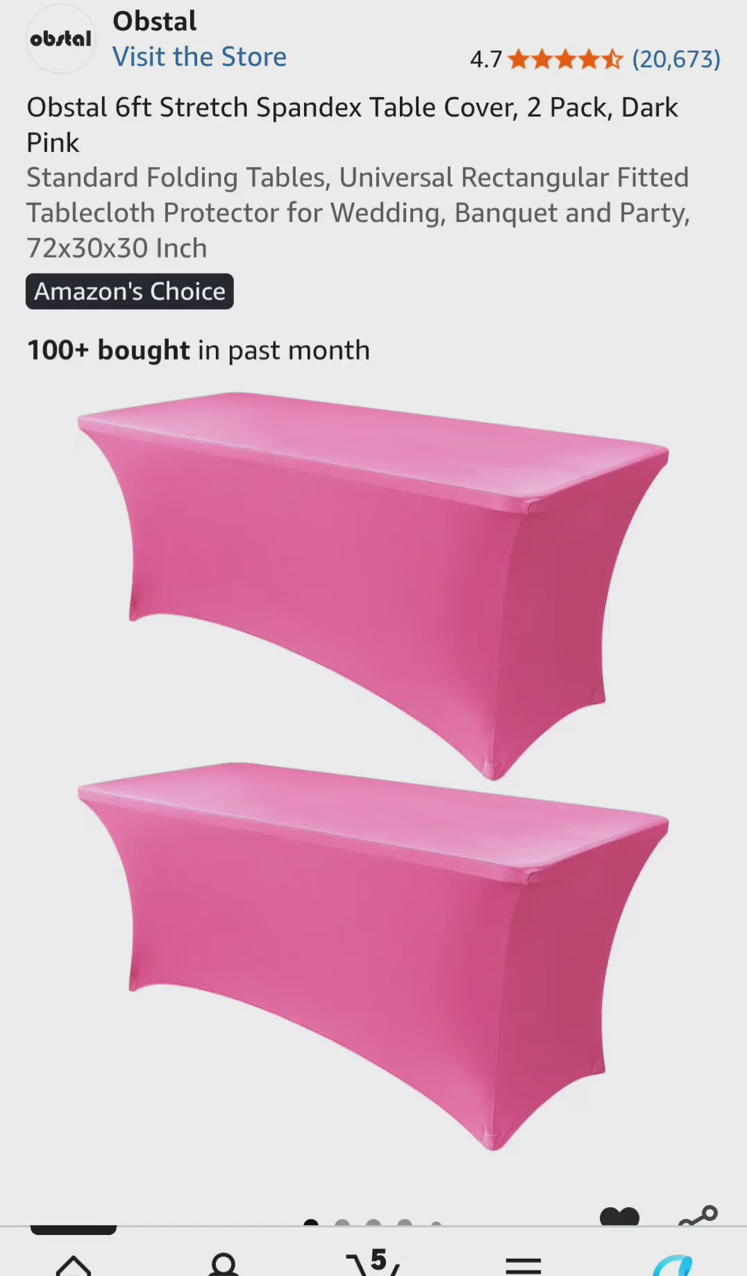 Obstal 6ft Stretch Dark pink Spandex Table Cover for Standard Folding Tables