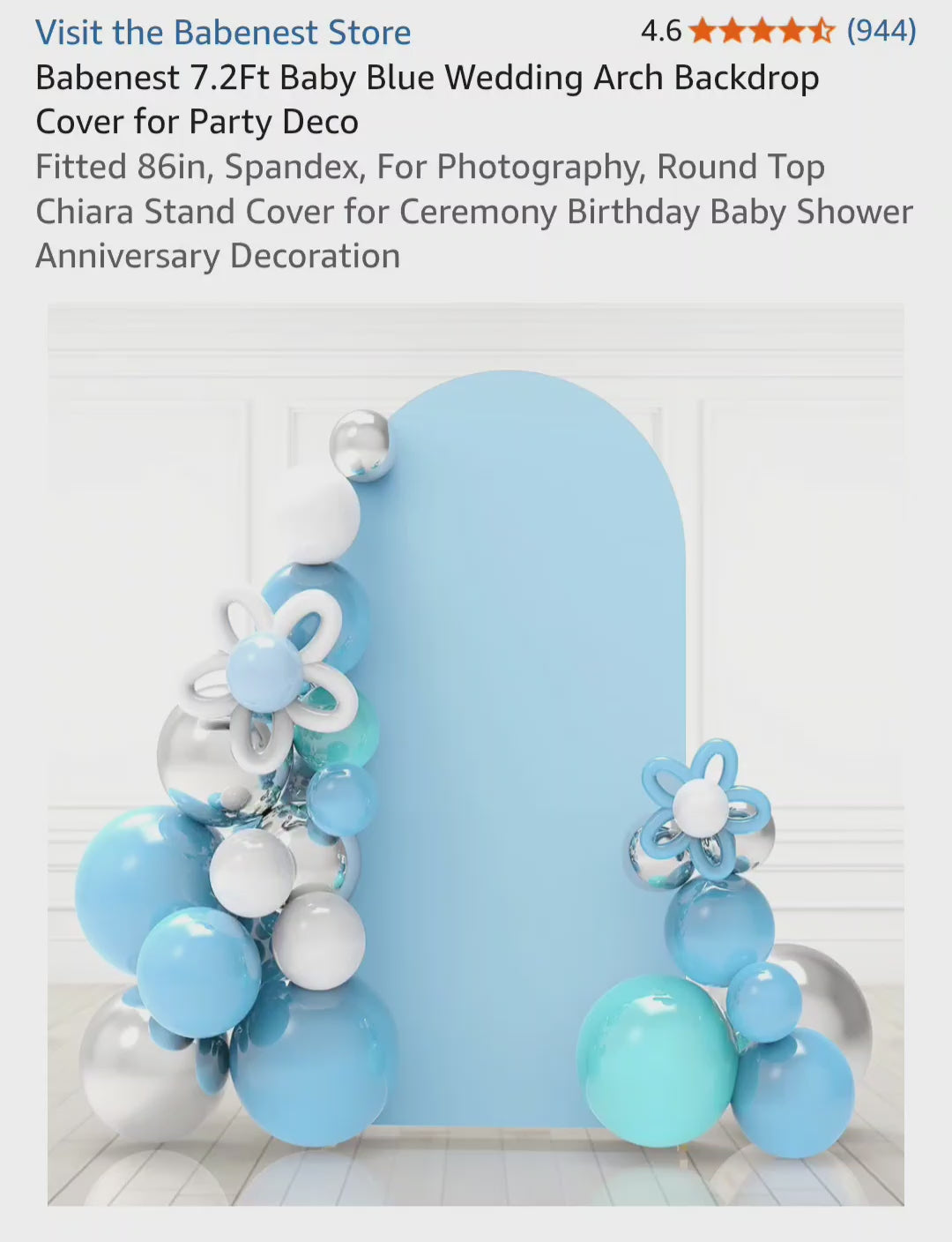 Babenest 7.2Ft Baby Blue Wedding Arch Backdrop Cover