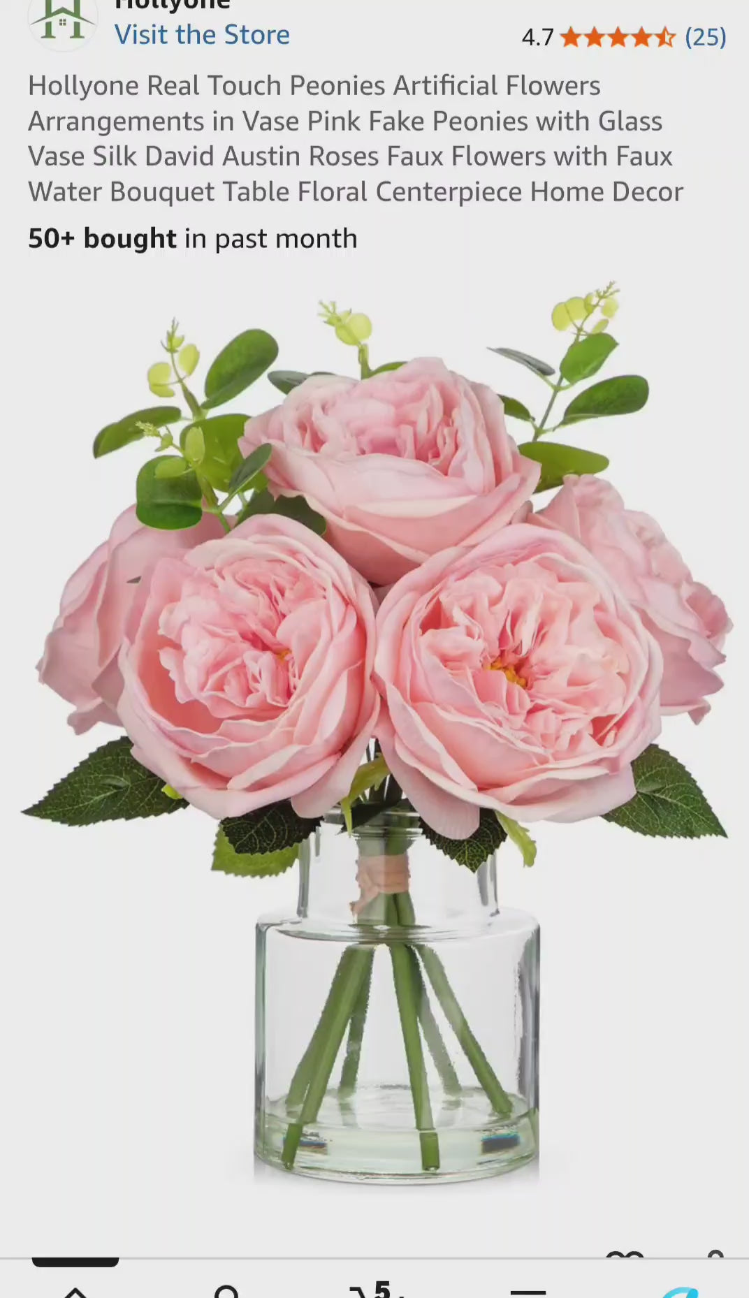 Hollyone Real Touch Peonies Artificial Flowers