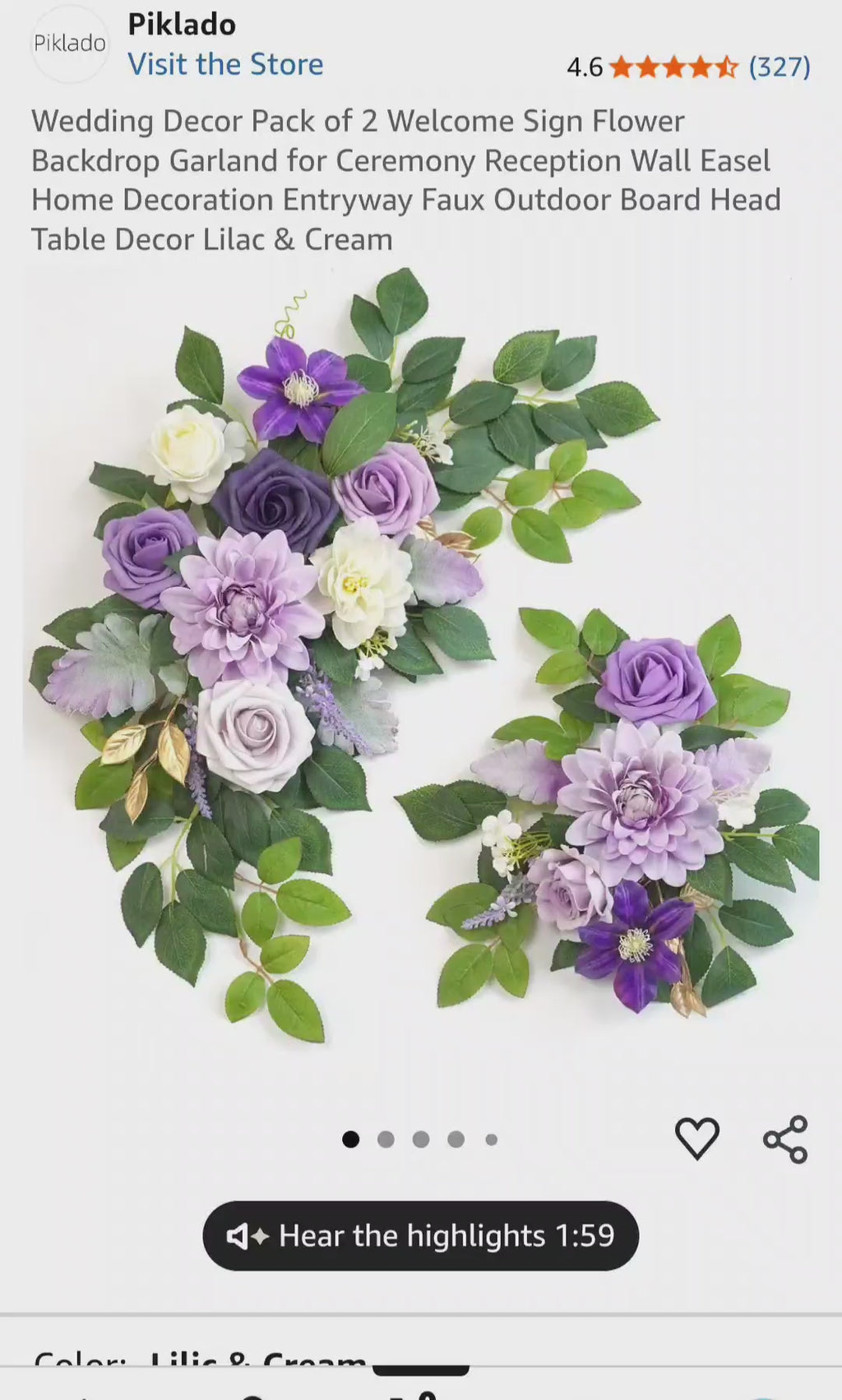 Piklado Wedding Decor Pack of 2 Welcome Sign Flower Backdrop Garland for Ceremony Reception Wall *
