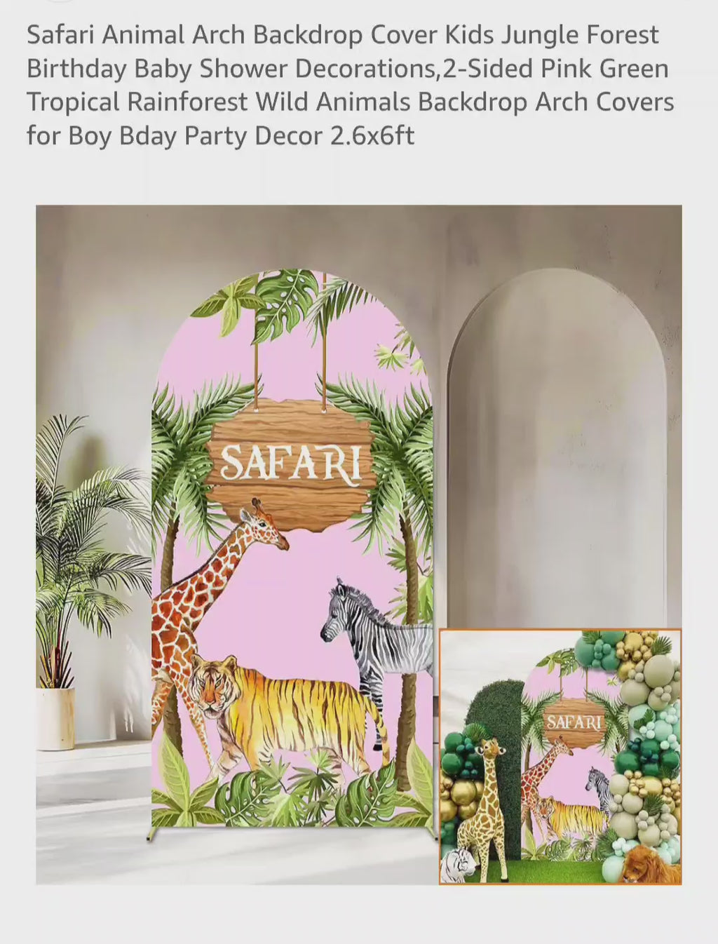 Sensfun Safari Animal Arch Backdrop Cover 2.6x6ft