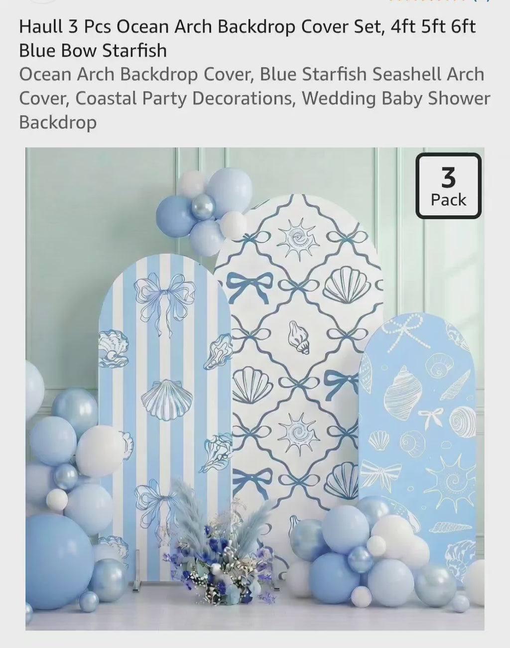 Haull 3 Pcs Arch Backdrop Stand Cover Set (Blue/White)
