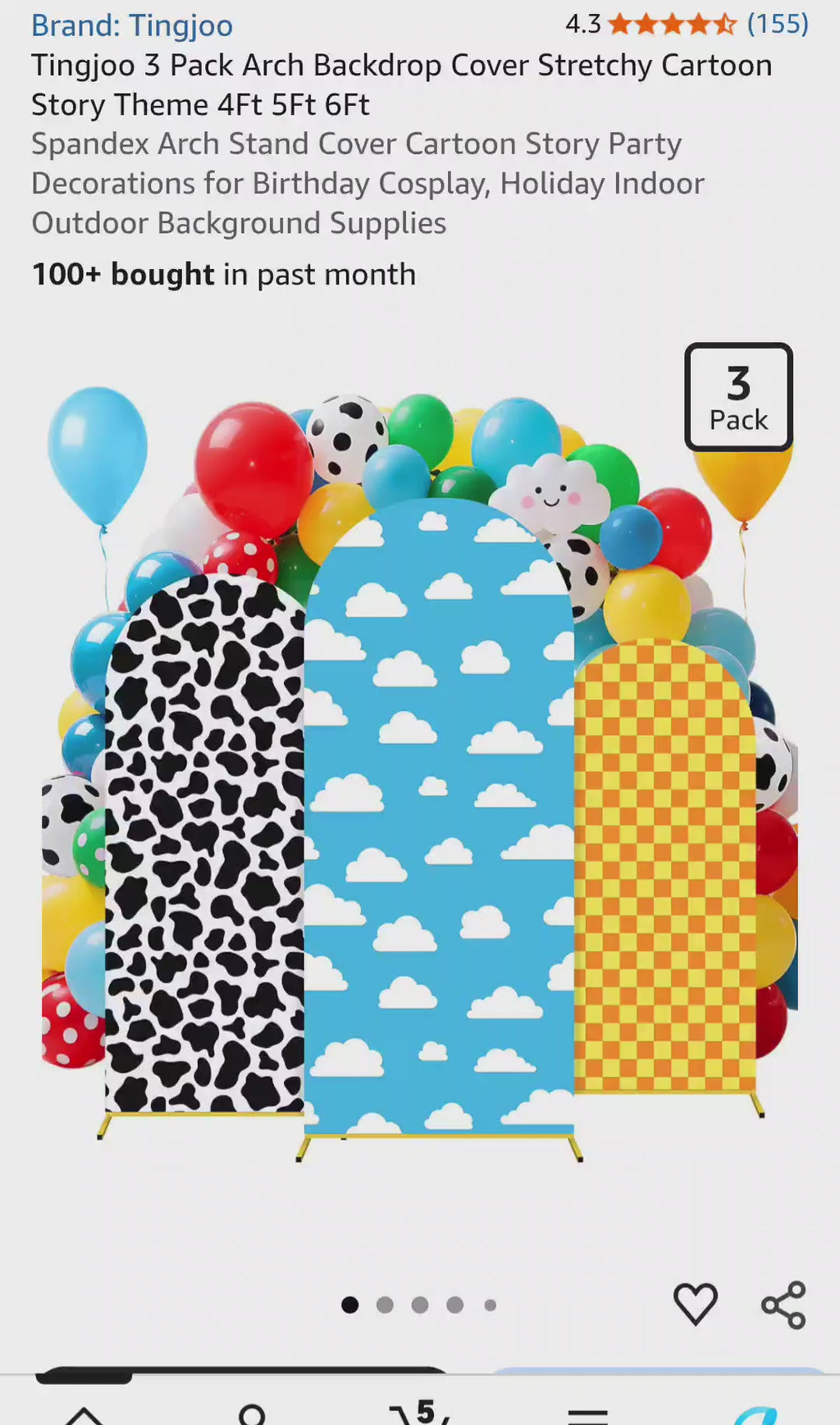 Tingjoo Arch Backdrop Cover - Cartoon Story Theme