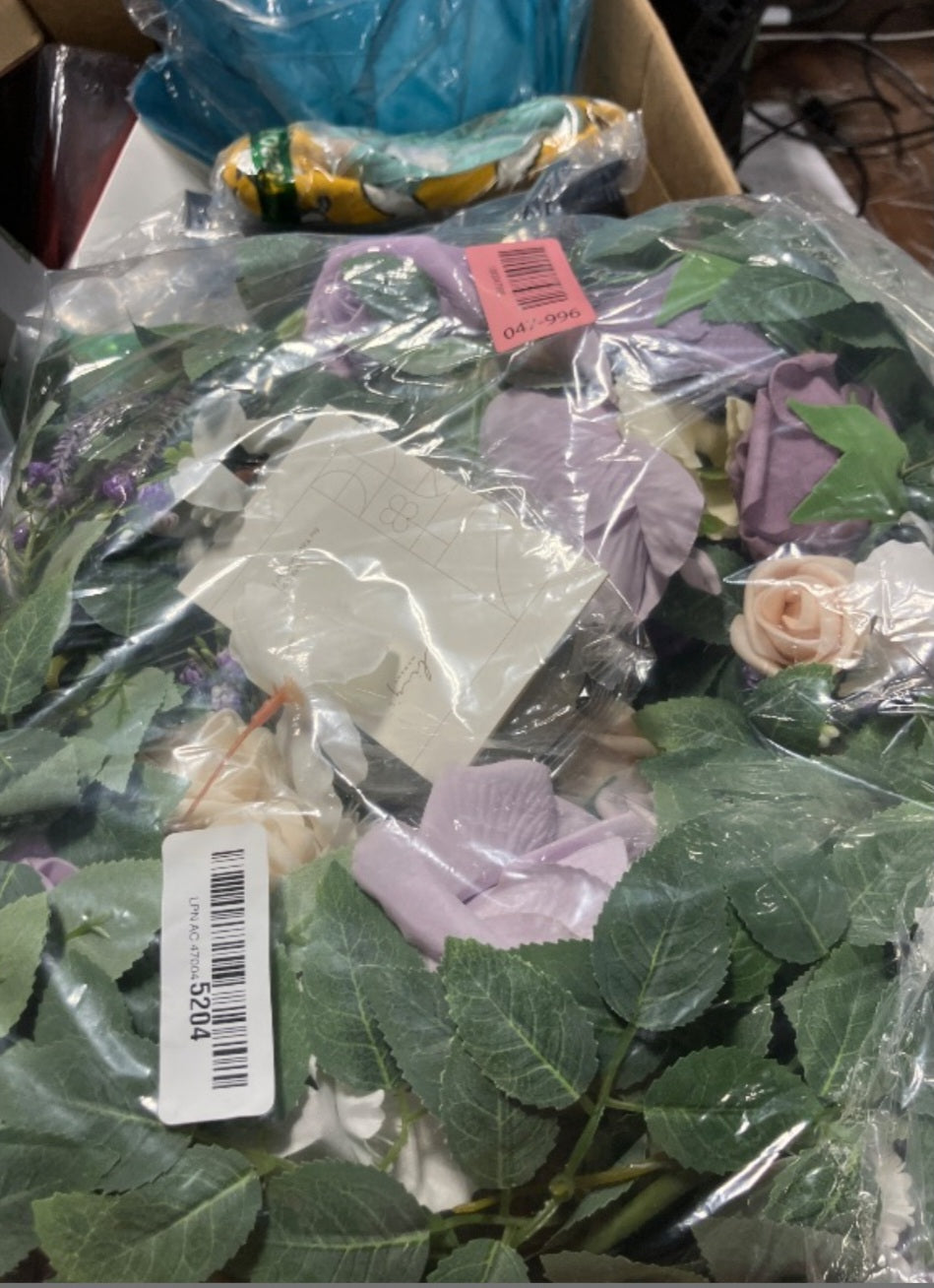Ling's moment 2PCS Artificial Floral Swags Centerpieces Wedding Flower Purple Rose Garland Greenery Arrangements