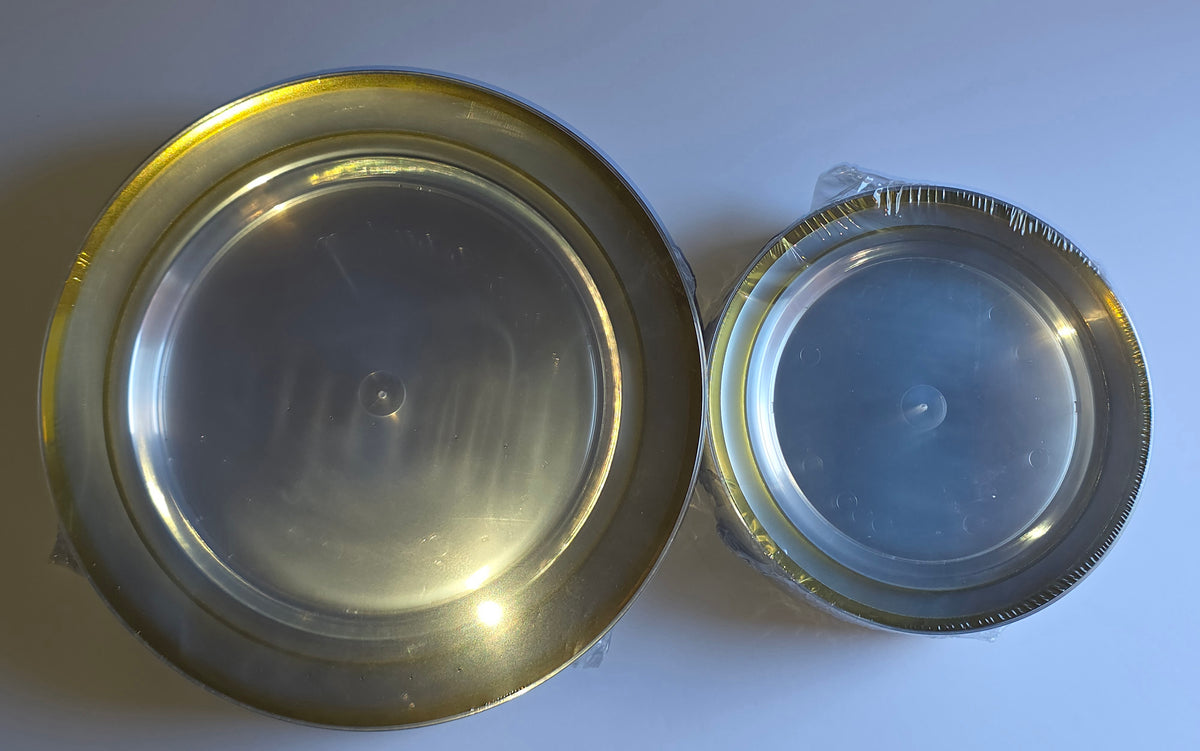 BESTVIP 200PCS Clear Gold Plastic Plates