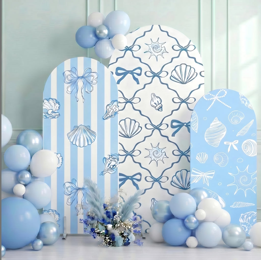 Haull 3 Pcs Arch Backdrop Stand Cover Set (Blue/White)