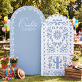 Mindsoft 2 Set Mexican Dusty Blue Fiesta Arch Backdrop Cover 7.2ft 6.6ft Cielito Lindo Arched Baby Shower Covers Stretchy