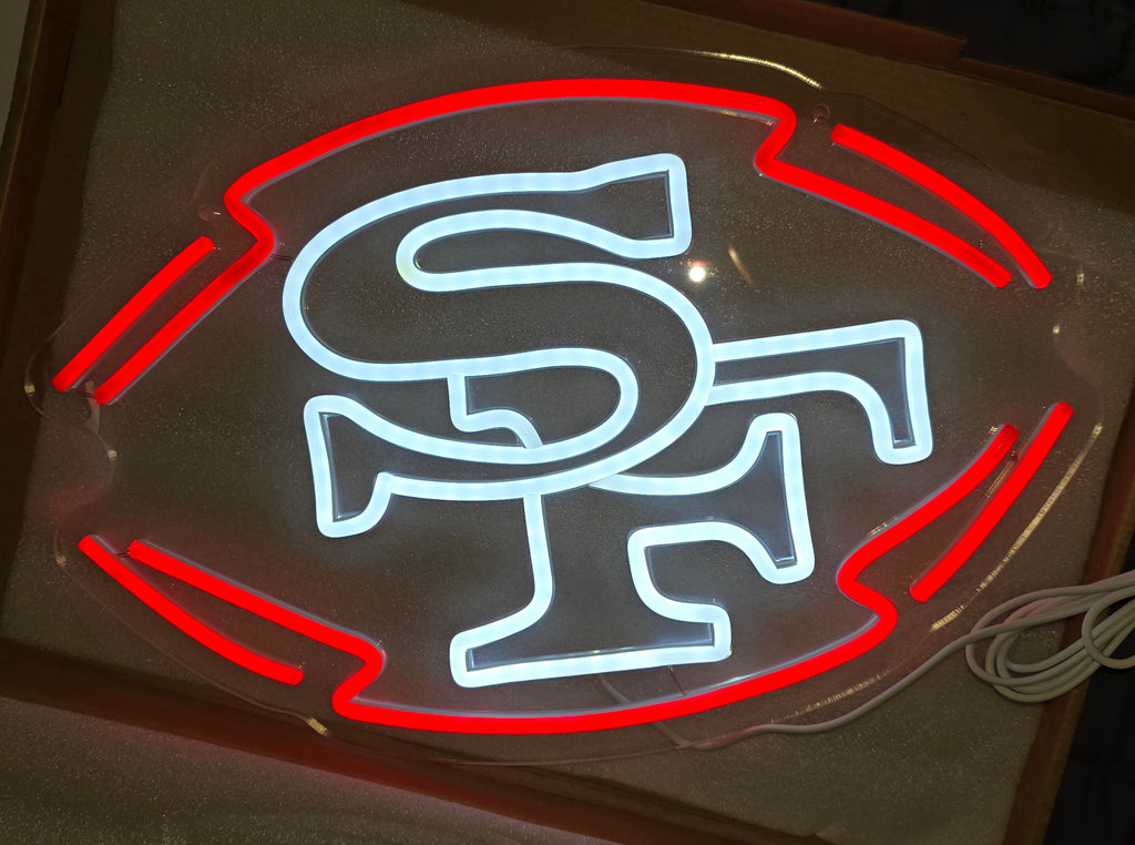 Football Team Neon Sign, Cool Dimmable Light Up Football Team Logo Hanging USB Powered for Wall Decor