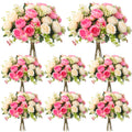 Geosar 8 Bundles Artificial Peonies Flowers Fake Silk Peony Bouquet Faux Peonies Flowers Bulk