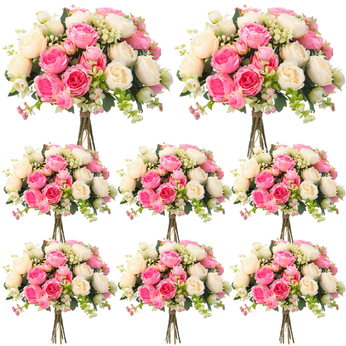 Geosar 8 Bundles Artificial Peonies Flowers Fake Silk Peony Bouquet Faux Peonies Flowers Bulk