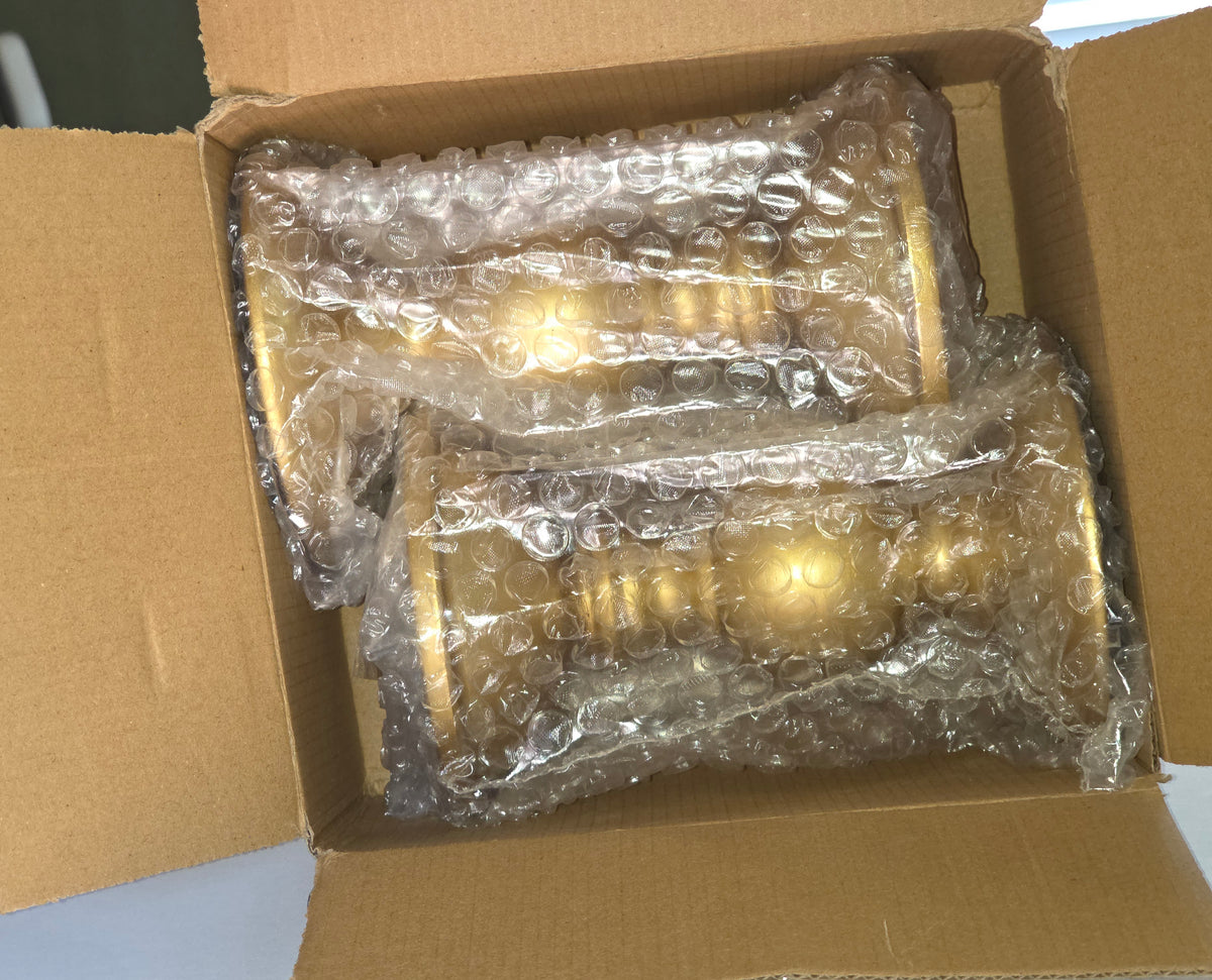 Set of 2 Gold Metal Pillar Candle Holders for 3 inches Dia Candle