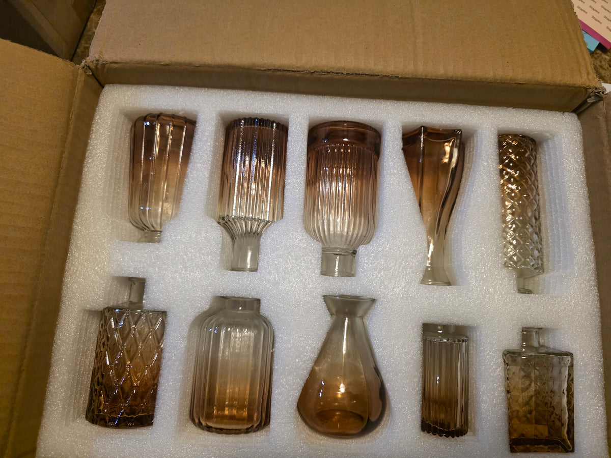Glass Vase Set of 20 - Small Vases for Flowers in Bulk