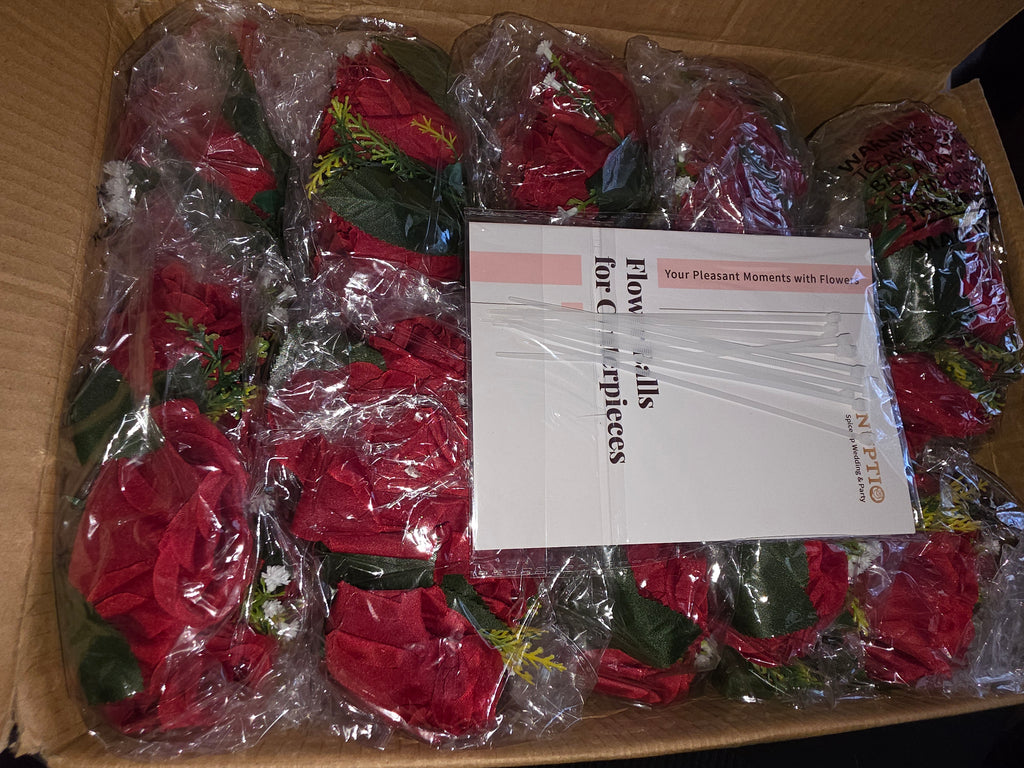 NUPTIO Flower Ball for Wedding Table Centerpieces, 10 Pcs Artificial Roses *