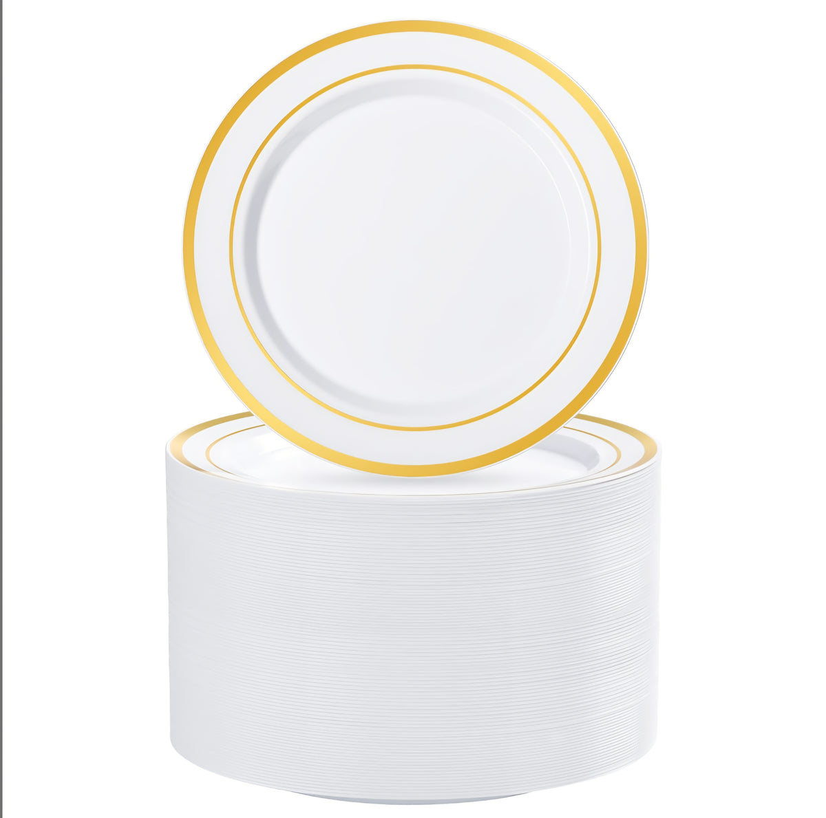 BESTVIP 100PCS Gold Plastic Plates, 7 Inch Disposable