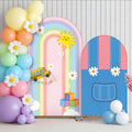 Hillsuren 2 Set Cartoon Arch Covers 6ft 7.2ft Round Top Backdrop Covers