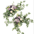 Ling's moment 2PCS Artificial Floral Swags Centerpieces Wedding Flower Purple Rose Garland Greenery Arrangements