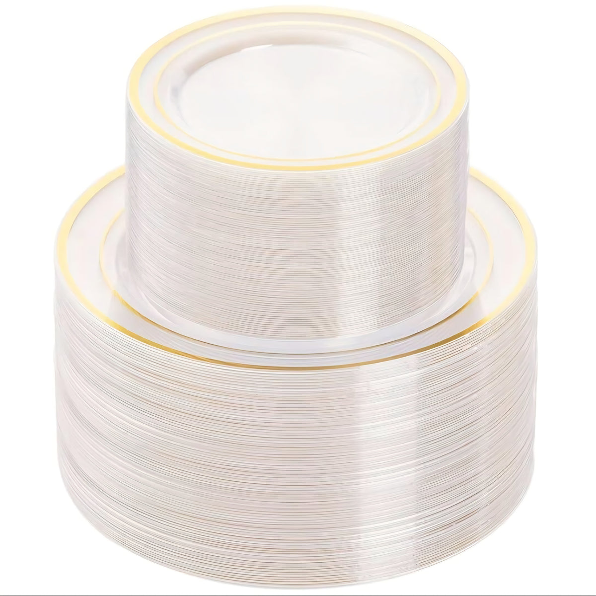 BESTVIP 200PCS Clear Gold Plastic Plates