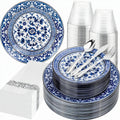Hioasis 175 Pcs Blue Plates Set