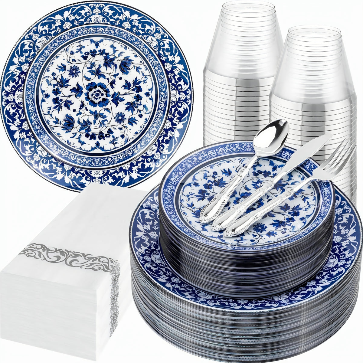 Hioasis 175 Pcs Blue Plates Set