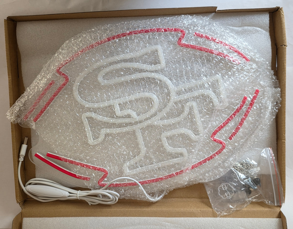 Football Team Neon Sign, Cool Dimmable Light Up Football Team Logo Hanging USB Powered for Wall Decor