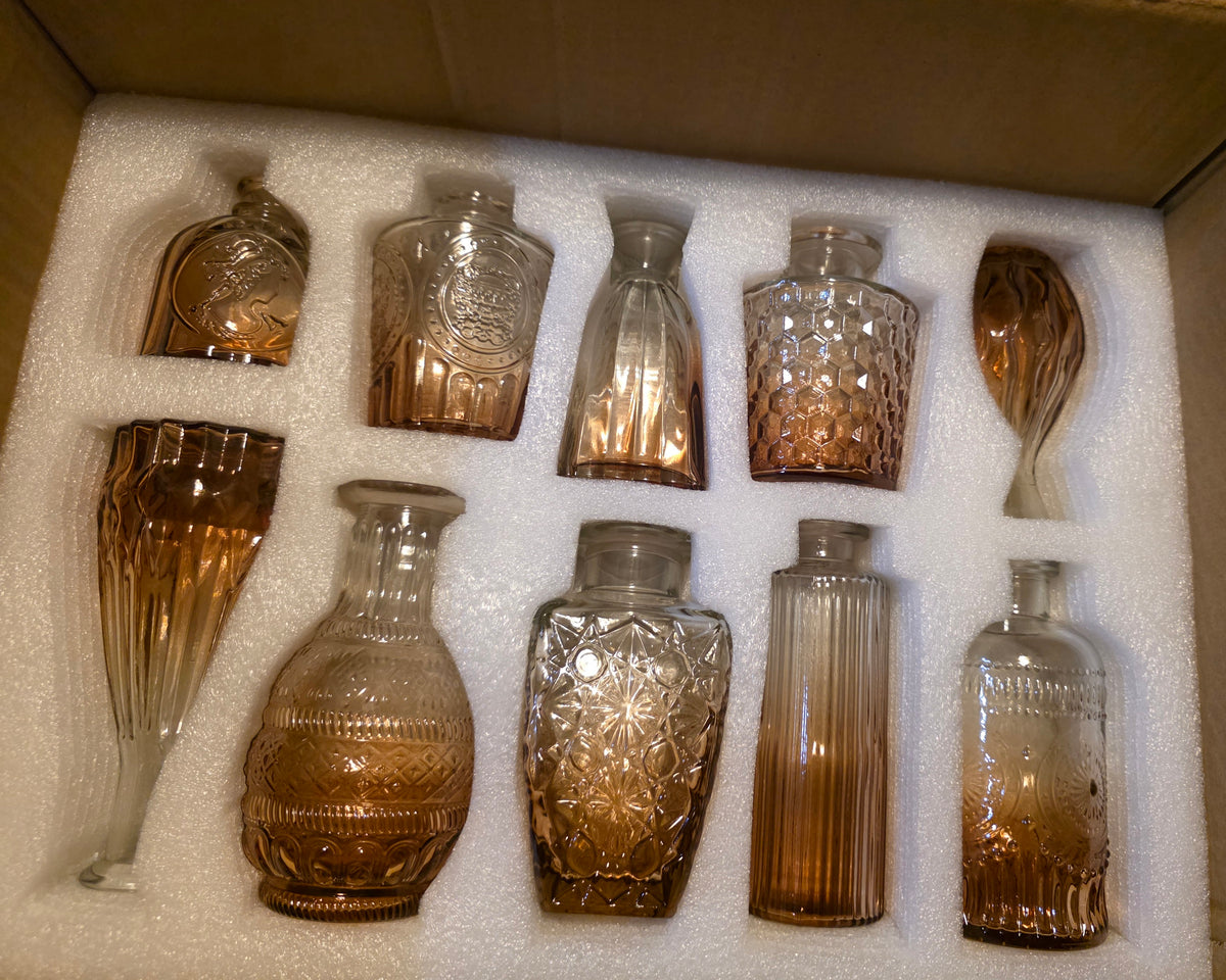 Glass Vase Set of 20 - Small Vases for Flowers in Bulk