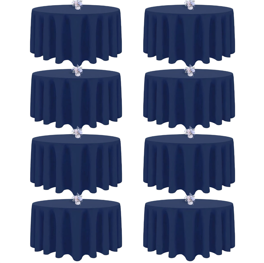 pepmily 8 Pack Navy Blue Round Tablecloth, 90 Inch