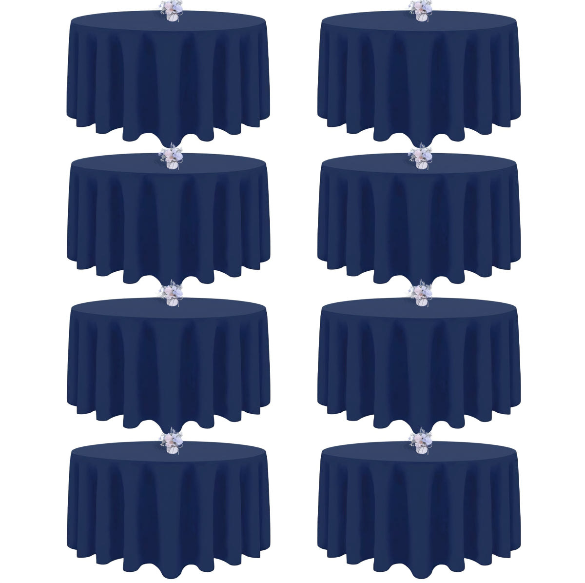 pepmily 8 Pack Navy Blue Round Tablecloth, 90 Inch