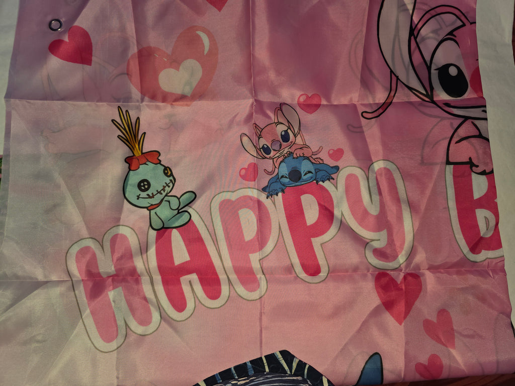 Pink Stitch Birthday Party Backdrop 5x3 Cute Pink Stitch Happy Birthday Background Photograph
