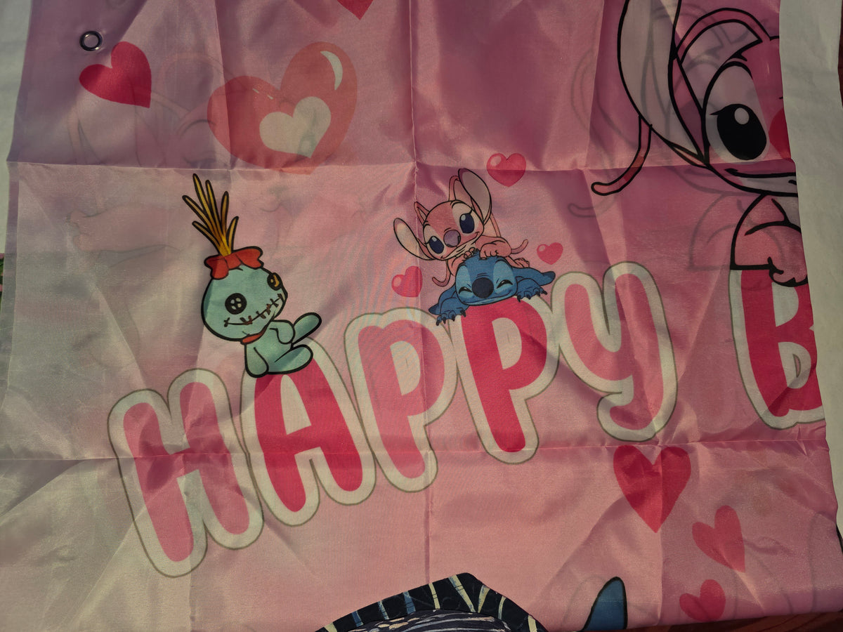 Pink Stitch Birthday Party Backdrop 5x3 Cute Pink Stitch Happy Birthday Background Photograph