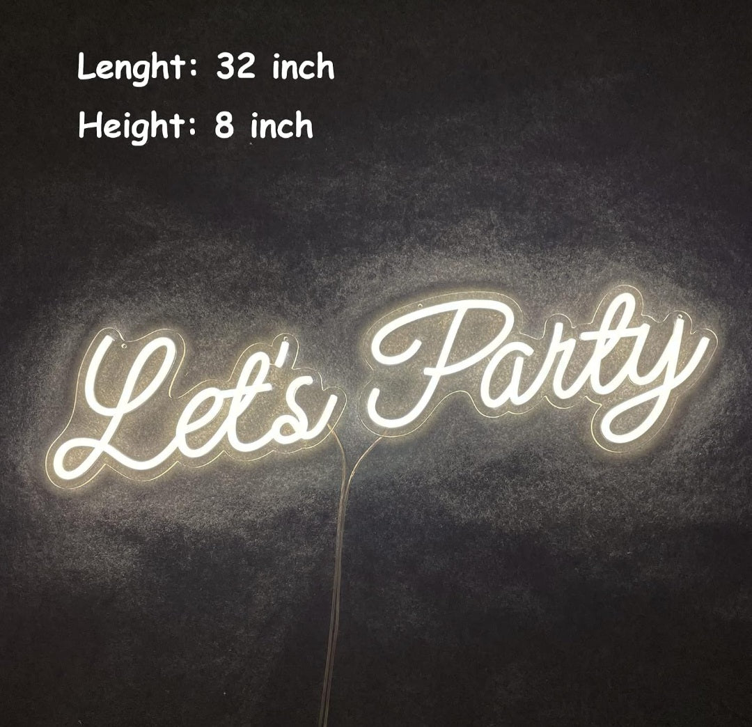 32x8 inch Let's Party Neon Signs Art Wall Lights