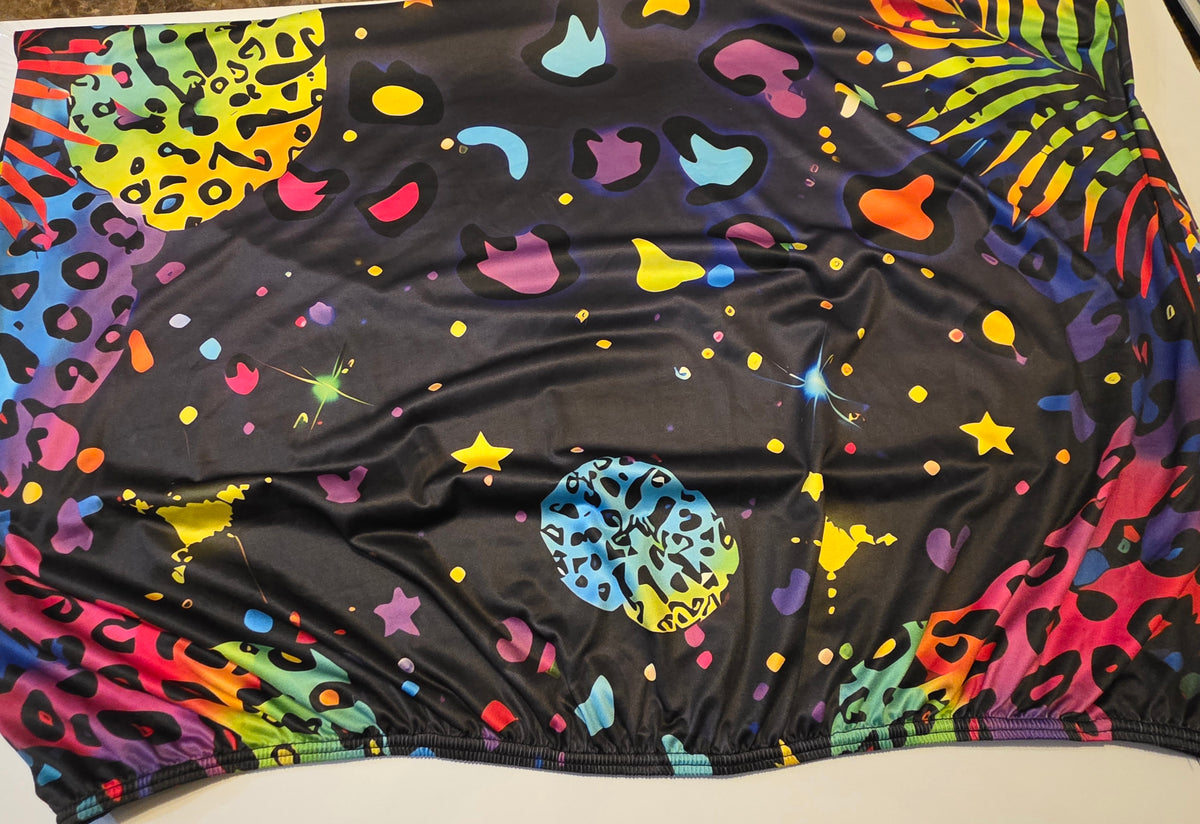 Tarndom Neon Rainbow Leopard Birthday Arch Backdrop Cover, 6ft Spandex