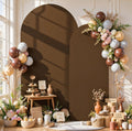 Brown Arch Backdrop Covers - 7.2FT, 6FT Spandex Fitted Wedding Arch Stand Covers Round Top Chiara Stretchy Arch Backdrop Cover