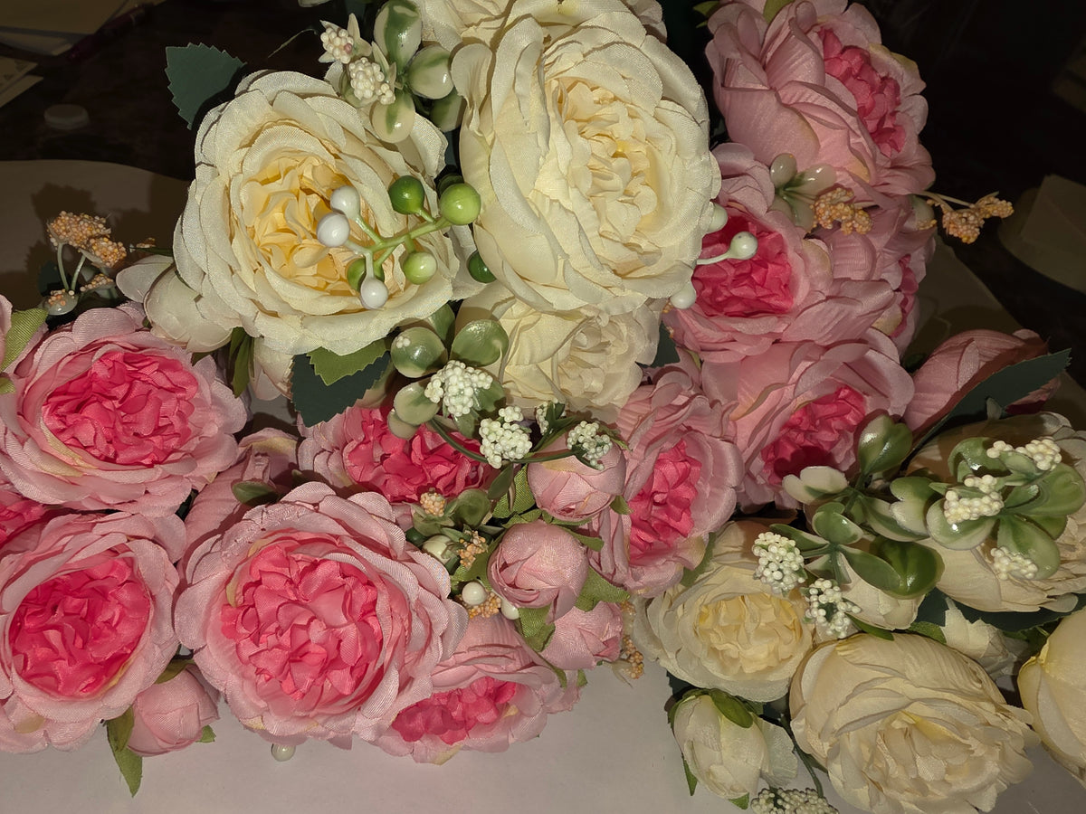 Geosar 8 Bundles Artificial Peonies Flowers Fake Silk Peony Bouquet Faux Peonies Flowers Bulk