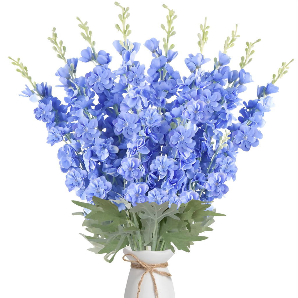 COEWUR 16Pcs Blue Delphinium Artificial Flowers, 33.5'' Silk