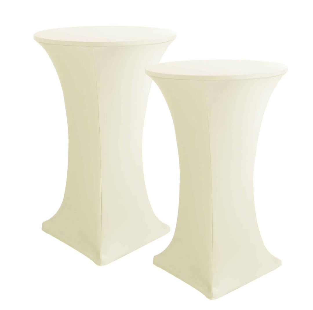 HolidayIdeas Cocktail Table Covers, 2 Pack - Fitted Stretch Spandex Square Corners Cocktail Tablecloths