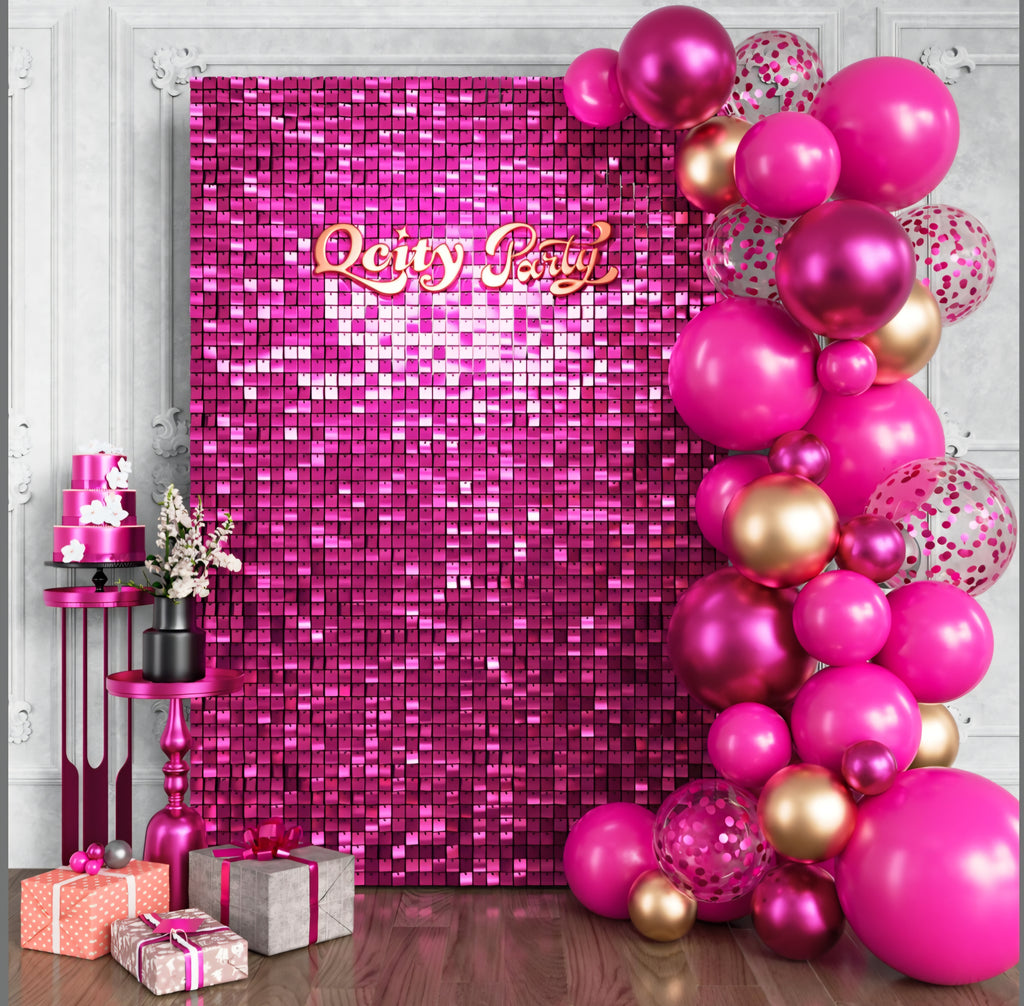 Qcity Hot Pink Shimmer Wall Backdrop