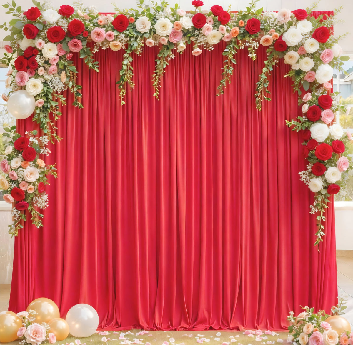 PARTISKY 8x10FT Red Backdrop Curtains (2 Panels)