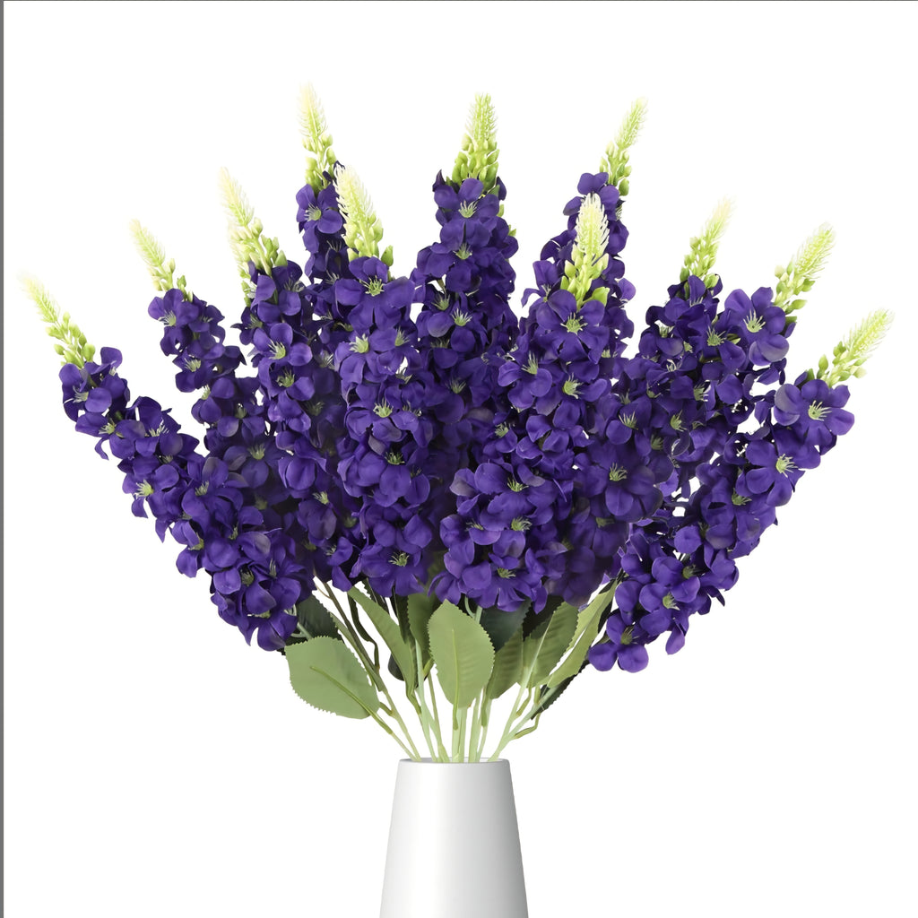 Famtores 3PCS Purple Artificial Delphinium Flowers Faux Snapdragon 21.65” Fake Hyacinth Silk Flowers