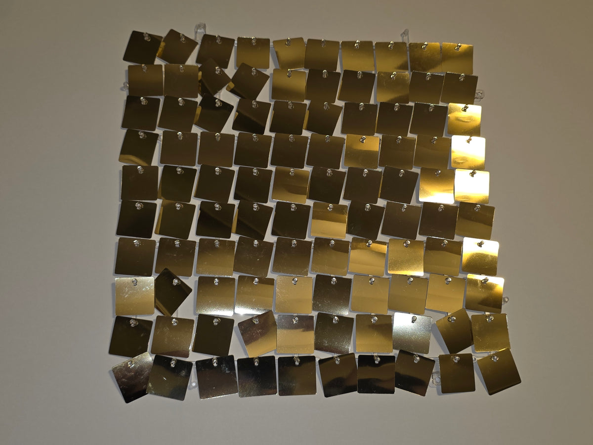 COKAOBE Light Gold Shimmer Wall Backdrop, 48PCS Square Sequin Shimmer Backdrop Panel, Photo Backdrops