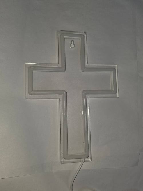 Anrookie Neon Cross Sign for Wall Decor, USB Powered LED Cross Neon Light with Dimmable Feature for Bedroom, Wall, Christening, Christmas, Kids Birthday Party Decor