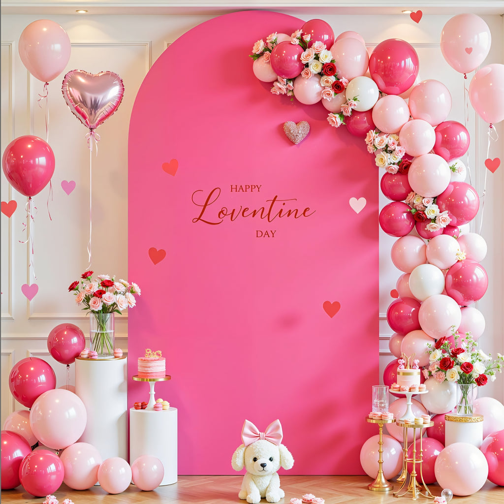 Hot Pink Arch Cover, 7.2FT Spandex Fitted Wedding Arch Stand Covers Round Top Chiara Backdrop Cover