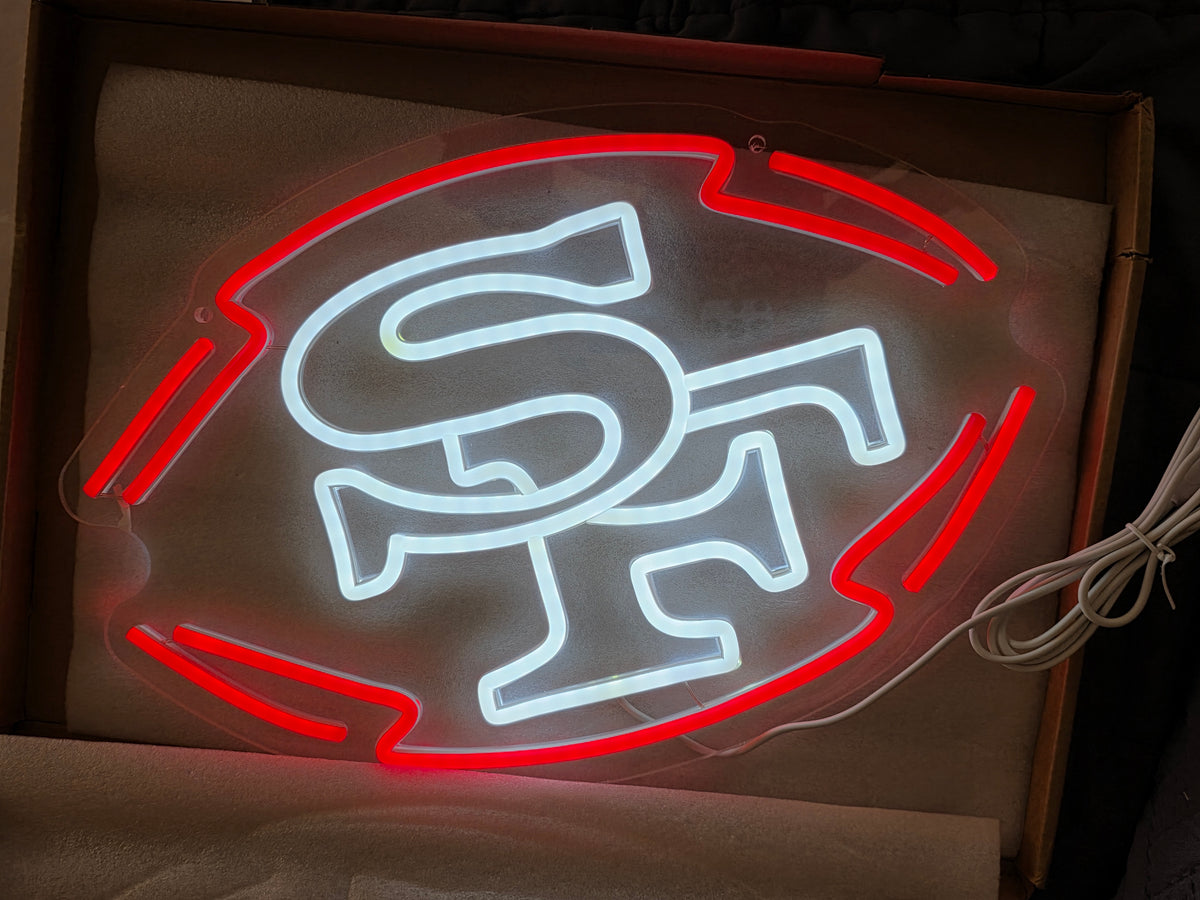 Football Team Neon Sign, Cool Dimmable Light Up Football Team Logo Hanging USB Powered for Wall Decor