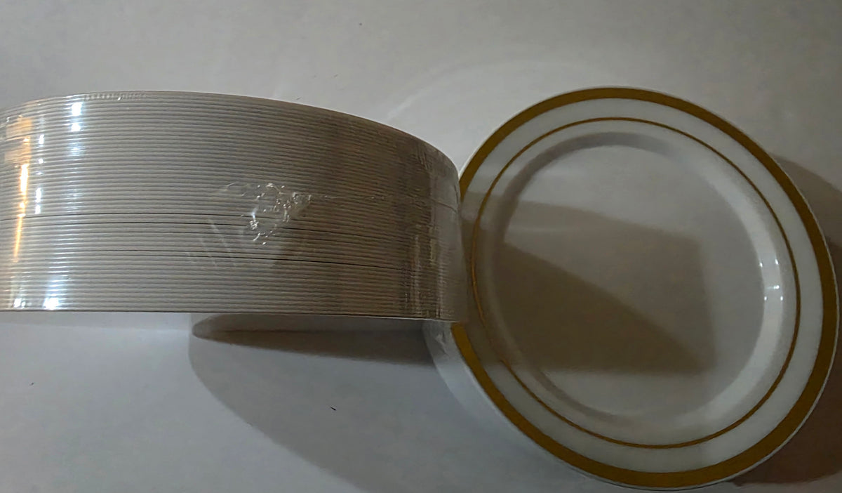 BESTVIP 100PCS Gold Plastic Plates, 7 Inch Disposable